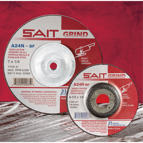 A24N Fast Grinding Wheel, 6" x 1/4", 7/8" Arbor, Aluminum Oxide, Type 27 Moffatt Supply & Specialties