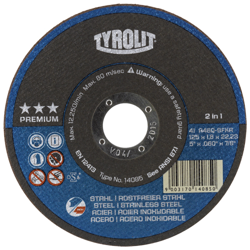 Meules &agrave; tronçonner 2-en-1 Thincut de premi&egrave;re qualit&eacute;, 4-1/2" x 1/16", Arbre de 7/8", Type 1, Oxyde d'aluminium, 13 300 Tr/min Moffatt Supply & Specialties