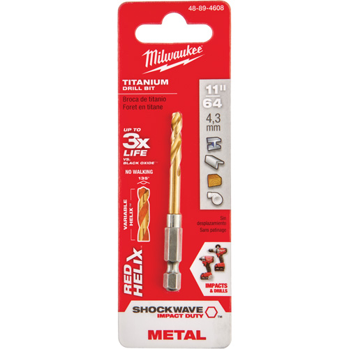 Foret Shockwave, 11/64", Titane, Cannelure 1-3/32", Pointe de 135° Moffatt Supply & Specialties