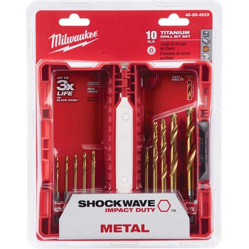 Shockwave Red Helix Drill Bit Set, 10 Pieces, Titanium Moffatt Supply & Specialties