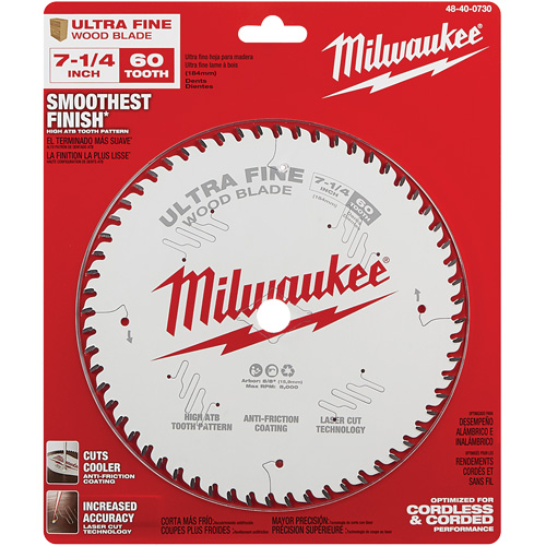Lame de scie circulaire &agrave; finition tr&egrave;s fine, 7-1/4", 60 dents, Pour Bois Moffatt Supply & Specialties