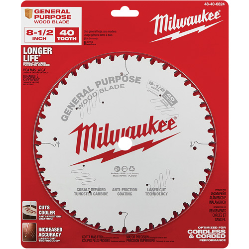 General Purpose Circular Saw Blade, 8-1/2", 40 Teeth, Wood Use Moffatt Supply & Specialties