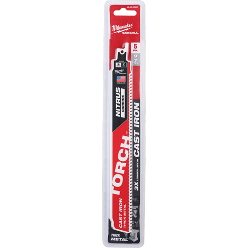 Lames de scie alternative Sawzall Torch, Carbure, 7 Dents par pouce, 9" lo x 2" la Moffatt Supply & Specialties