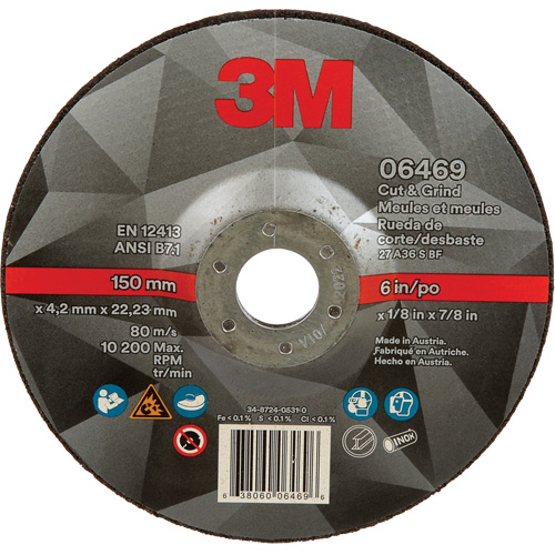 Meule &agrave; tronçonner, 6" x 1/8", Arbre de 7/8", Type 27, C&eacute;ramique Moffatt Supply & Specialties