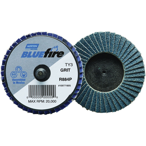 BlueFire&reg; R884P Mini Flap Disc, 2" x Type 27, 40 Grit, Zirconia Alumina Moffatt Supply & Specialties
