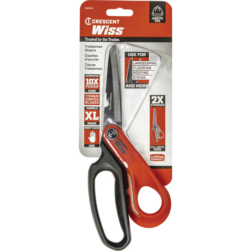 Heavy-Duty Titanium Coated Tradesman Shears, 10", Rings Handle Moffatt Supply & Specialties