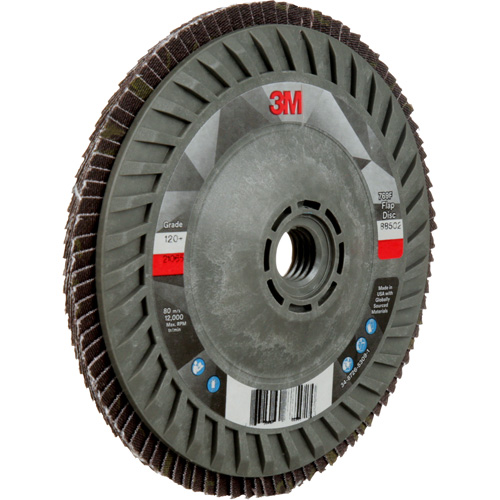 Disque &agrave; lamelles &agrave; changement rapide 769F, 5" x 5/8"-11, Type 27, Grain 120+, C&eacute;ramique Moffatt Supply & Specialties