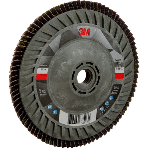 Disque &agrave; lamelles &agrave; changement rapide 769F, 5" x 5/8"-11, Type 27, Grain 80+, C&eacute;ramique Moffatt Supply & Specialties