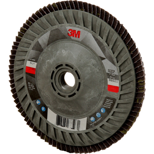 Disque &agrave; lamelles &agrave; changement rapide 769F, 5" x 5/8"-11, Type 27, Grain 80+, C&eacute;ramique Moffatt Supply & Specialties