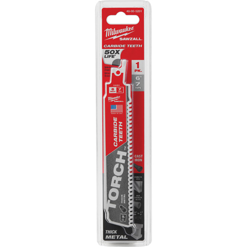 Lame de scie Torch Sawzall, Carbure, 7 Dents par pouce, 6" lo x 1" la Moffatt Supply & Specialties