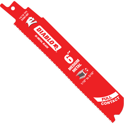 Lame de scie alternative de s&eacute;rie moyenne pour le m&eacute;tal, Bim&eacute;tal, 14-18 Dents par pouce, 6" lo x 1" la Moffatt Supply & Specialties