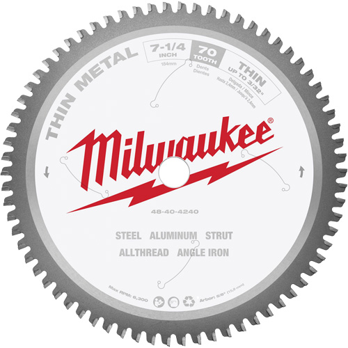 Circular Saw Blade, 7-1/4", 70 Teeth, Metal Use Moffatt Supply & Specialties