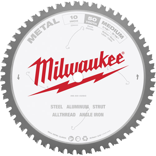 Circular Saw Blade, 10", 50 Teeth, Metal Use Moffatt Supply & Specialties
