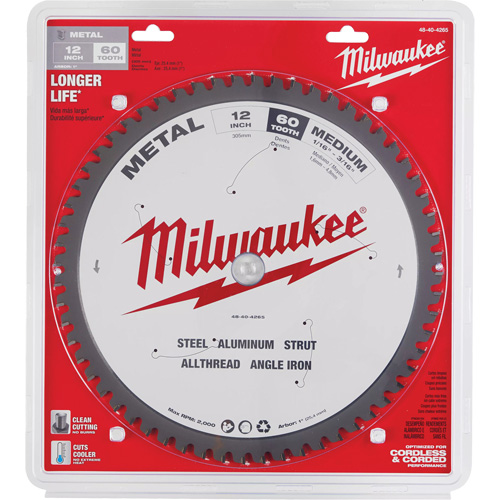 Circular Saw Blade, 12", 60 Teeth, Metal Use Moffatt Supply & Specialties