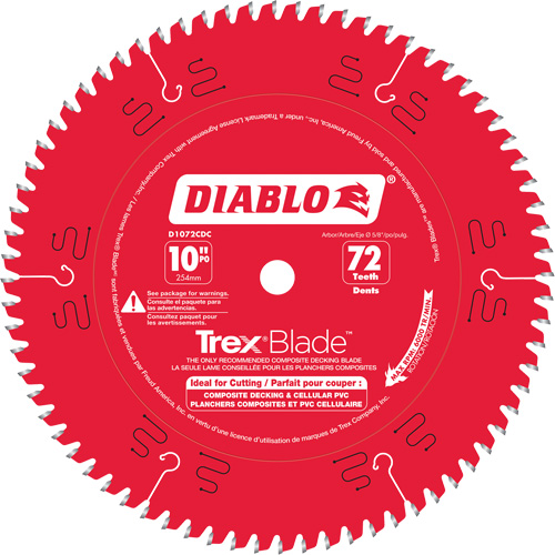 Trex&reg; Blade Cutting Saw Blade, 10", 72 Teeth, Plastic/Composite Decking Use Moffatt Supply & Specialties