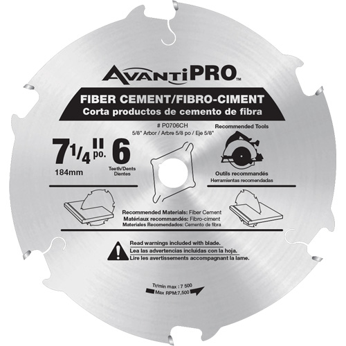 Lame de scie AvantiPro, 7-1/4", 6 dents, Pour B&eacute;ton de fibre Moffatt Supply & Specialties