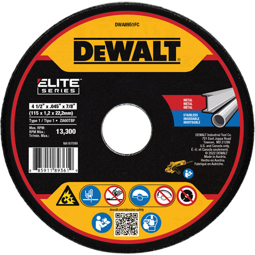 XP Metal Cut-Off Wheel, 4-1/2" x 0.045", 7/8" Arbor, Ceramic, Type 1 Moffatt Supply & Specialties