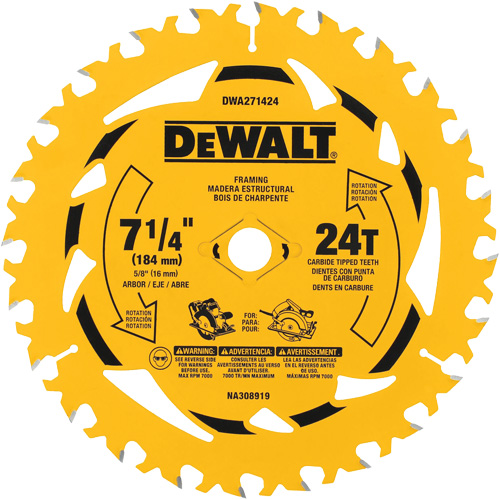 Circular Saw Blade, 7-1/4", 24 Teeth, Wood Use Moffatt Supply & Specialties
