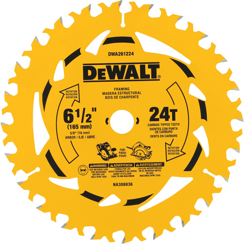 Carbide-Tipped Framing Circular Saw Blade, 6-1/2", 24 Teeth, Wood Use Moffatt Supply & Specialties