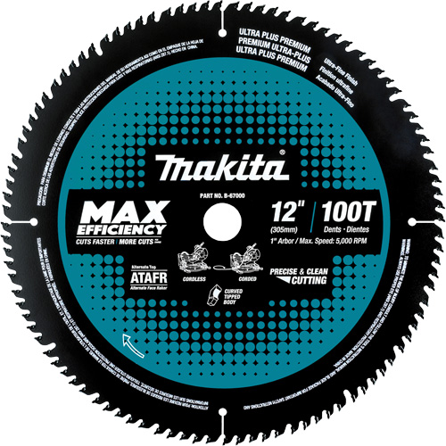 Lames Max-Efficiency, id&eacute;ales pour les scies &agrave; onglets sans fil, 12", 100 dents, Pour Finition Moffatt Supply & Specialties