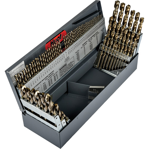 Jeu de forets s&eacute;rie courte combin&eacute;s robustes, 115 morceaux, Acier rapide au cobalt Moffatt Supply & Specialties