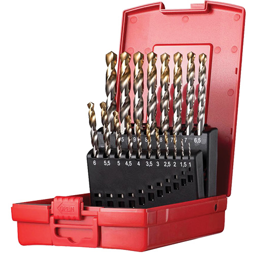 Jeu de forets s&eacute;rie courte, 19 morceaux, Acier rapide Moffatt Supply & Specialties
