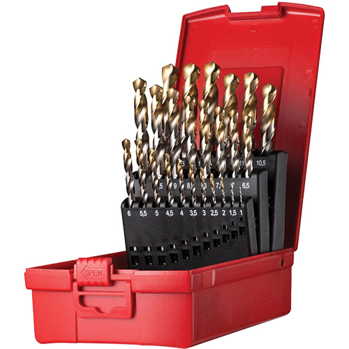 Jeu de forets s&eacute;rie courte combin&eacute;s robustes, 25 morceaux, Acier rapide Moffatt Supply & Specialties