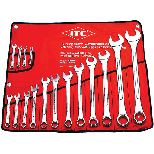 ICW-16M Jeu de cl&eacute;s avec plaquettes sur&eacute;lev&eacute;es de qualit&eacute; professionnelle ITC, Combinaison, 16 morceaux, M&eacute;trique Moffatt Supply & Specialties