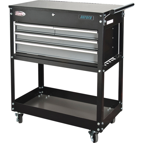 Chariot utilitaire, 4 tiroirs, 18" lo x 33" la x 39" h, Noir Moffatt Supply & Specialties