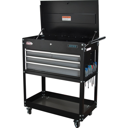 Chariot utilitaire, 4 tiroirs, 18" lo x 33" la x 39" h, Noir Moffatt Supply & Specialties