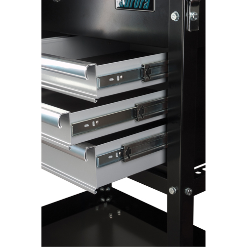 Chariot utilitaire, 4 tiroirs, 18" lo x 33" la x 39" h, Noir Moffatt Supply & Specialties