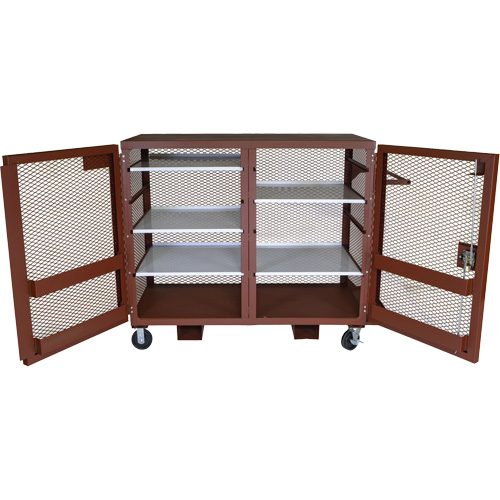 Mobile Mesh Cabinet, Steel, 49 Cubic Feet, Red Moffatt Supply & Specialties