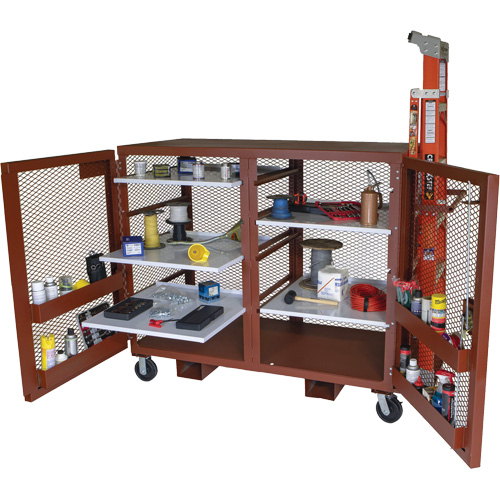Mobile Mesh Cabinet, Steel, 49 Cubic Feet, Red Moffatt Supply & Specialties