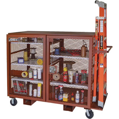 Mobile Mesh Cabinet, Steel, 49 Cubic Feet, Red Moffatt Supply & Specialties