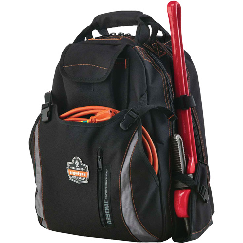 Arsenal&reg; 5843 Tool Backpack, 13-1/2" L x 8-1/2" W, Black, Polyester Moffatt Supply & Specialties