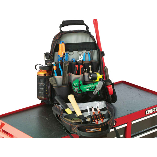 Arsenal&reg; 5843 Tool Backpack, 13-1/2" L x 8-1/2" W, Black, Polyester Moffatt Supply & Specialties