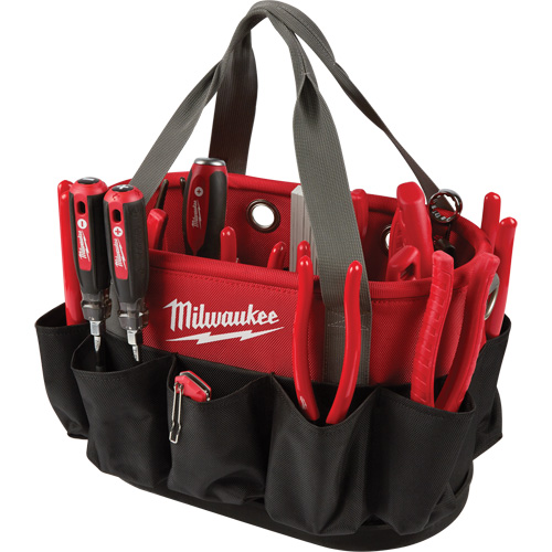Utility Oval Bag, Ballistic Nylon, 24 Pockets, Black/Red Moffatt Supply & Specialties