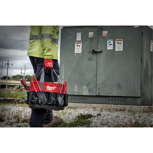 Utility Oval Bag, Ballistic Nylon, 24 Pockets, Black/Red Moffatt Supply & Specialties