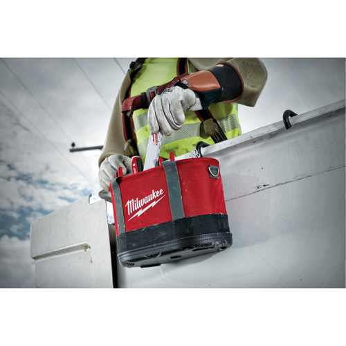 Aerial Utility Oval Bag, Ballistic Nylon, 14 Pockets, Black/Red Moffatt Supply & Specialties