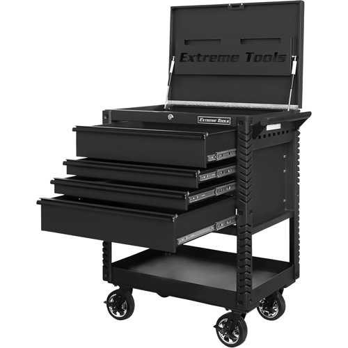 EX Deluxe Series Tool Cart, 4 Drawers, 22-7/8" L x 33" W x 44-1/4" H, Black Moffatt Supply & Specialties