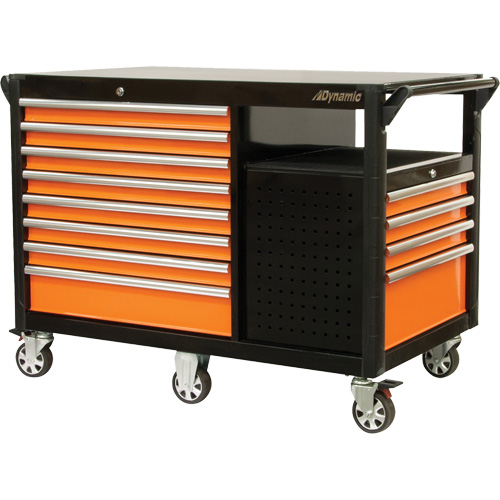 Chariot industriel, 12 tiroirs, 31-5/8" lo x 52-1/2" la x 40-1/4" h, Noir/Orange Moffatt Supply & Specialties
