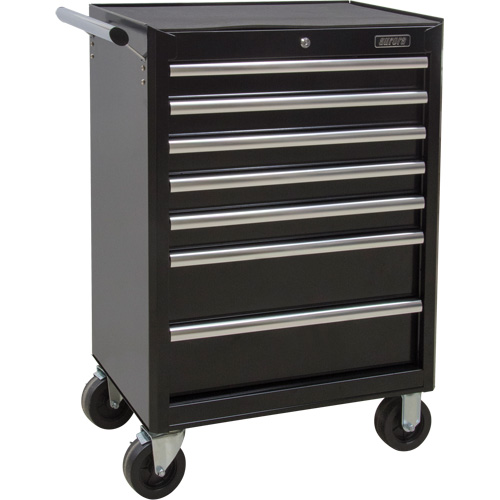 Industrial Tool Cart, 7 Drawers, 27" W x 18-3/4" D x 39" H, Black Moffatt Supply & Specialties