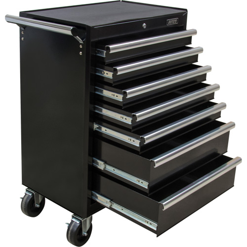Industrial Tool Cart, 7 Drawers, 27" W x 18-3/4" D x 39" H, Black Moffatt Supply & Specialties