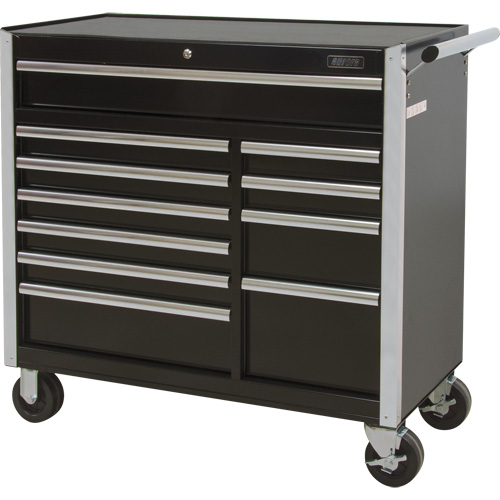 Industrial Tool Cart, 11 Drawers, 41" W x 18-3/4" D x 39-1/3" H, Black Moffatt Supply & Specialties