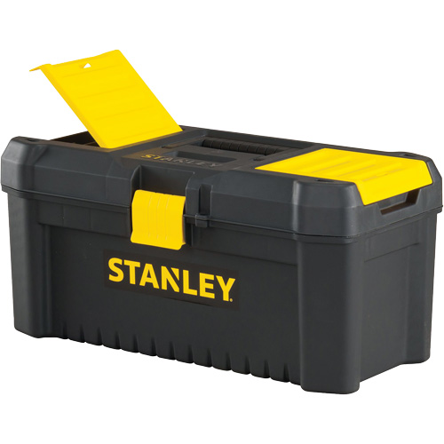 Coffre &agrave; outils avec plateau Essential, 16" la x 8" p x 7-3/10" h, Noir/Jaune Moffatt Supply & Specialties