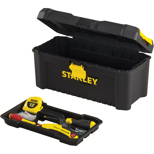 Coffre &agrave; outils avec plateau Essential, 16" la x 8" p x 7-3/10" h, Noir/Jaune Moffatt Supply & Specialties