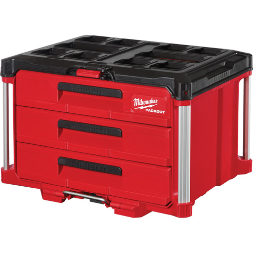 Boîte &agrave; outils avec 3 tiroirs Packout, 16-1/3" x 14-1/3" x 22-1/5", Noir/Rouge Moffatt Supply & Specialties