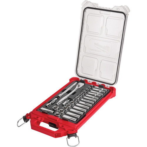 Metric Ratchet & Socket Set with Packout Low-Profile Compact Organizer, 32 Pcs, 3/8" Drive Size, Deep Moffatt Supply & Specialties
