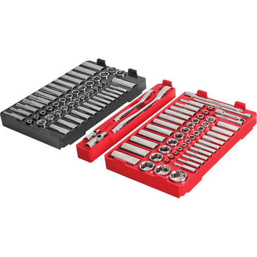 Ratchet & Socket Set with Packout Low-Profile Organizer, 106 Pcs, 1/4"/3/8" Drive Size, Deep Moffatt Supply & Specialties