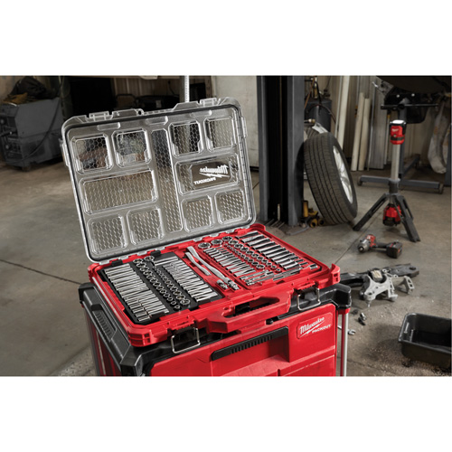 Ratchet & Socket Set with Packout Low-Profile Organizer, 106 Pcs, 1/4"/3/8" Drive Size, Deep Moffatt Supply & Specialties